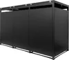A black, three-door trash bin enclosure is shown against a white background. Produktbild-Vorschau