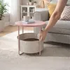 Relaxdays Beistelltisch, runder Couchtisch, mit Stoffkorb, Produktbild-Vorschau 5