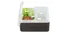 A clear plastic greenhouse for plants sits on a dark base. Anteprima dell’immagine prodotto