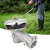A person is using a string trimmer in a grassy area. Produktbild-Vorschau