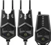 Three black fishing bite alarms are displayed against a white background. Náhľad obrázku produktu