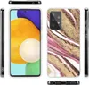 A collage showing a phone case from different angles, including the front with the phone screen visible and the back with a marble design. Produktbild-Vorschau