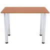 A rectangular table with a wooden top and four chrome legs, isolated on a white background. Náhled obrázku produktu