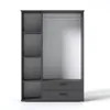 Kleiderschrank LUNA 125 cm Anthrazit 3-türig mit Spiegel Produktbild-Vorschau 8