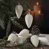 Christbaumschmuck ZAPFEN - Weihnachtsbaumschmuck - bruchfest - glitzernd - H: 8cm - weiß - 6er Set Produktbild-Vorschau