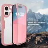 A pink phone case is shown in front of a mountainous landscape. Produktbild-Vorschau