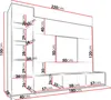 A diagram showing the dimensions of a modular living room furniture set. Produktbild-Vorschau