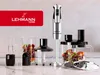 A collection of hand blender accessories and the hand blender itself, arranged on a countertop with a red brand logo. Anteprima dell’immagine prodotto