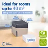 A product shot of a dehumidifier with marketing text and dimensions. Náhled obrázku produktu