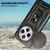 A rugged black phone case with a ring holder is shown in a snowy, outdoor environment. Produktbild-Vorschau