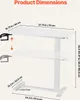 Diagram showing the dimensions of a white adjustable height desk. Produktbild-Vorschau
