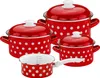 Bemus Emaille Kochtopf-Set DOTS 7tlg., rot mit weißen Produktbild-Vorschau 1