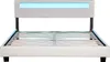 A white bed frame with a blue LED light in the headboard, shown without a mattress or bedding. Náhled obrázku produktu