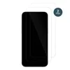 Two screen protectors are shown on a white background, with one partially covering a black smartphone screen. Produktbild-Vorschau