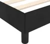 A close-up of a black upholstered bed frame with wooden slats. Anteprima dell’immagine prodotto