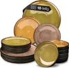 A collection of vintage-style plates and bowls stacked and arranged. Voir les images du produit