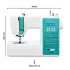 A digital sewing machine is shown with dimensions indicated. Produktbild-Vorschau