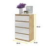 Commode haute avec 4 tiroirs - Chêne Wotan / Blanc brillant Voir les images du produit 2