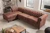 Rohová pohovka Chesterfield 270 cm, starožitně hnědá, s Náhled obrázku produktu 2