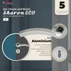 A marketing image showcasing a door handle set with descriptive text and branding. Produktbild-Vorschau