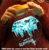 A person is holding a wooden base and a circular illuminated sign with a Hogwarts castle design. Produktbild-Vorschau