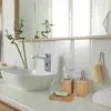 Relaxdays Badaccessoires Bambus, 3-teiliges Badezimmer Set Produktbild-Vorschau 5