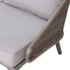 Close-up of a grey outdoor daybed with woven rattan detailing on the side. Náhled obrázku produktu