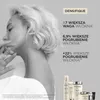 A black and white image of a woman with short blonde hair, with text and product bottles on the right side. Anteprima dell’immagine prodotto