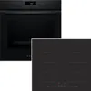 A black Bosch oven and a black induction hob are shown side-by-side against a white background. Produktbild-Vorschau