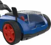 Close-up of a blue toy lawnmower with red wheels and a transparent canopy. Produktbild-Vorschau
