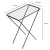 A black drying rack with dimensions indicated by text overlays. Anteprima dell’immagine prodotto