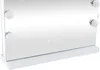 A close-up view of a white makeup mirror with lights, resting on a white base. Podgląd zdjęcia produktu