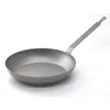 A silver frying pan with a long handle is shown against a white background. Náhľad obrázku produktu