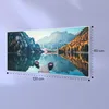 A landscape image of a lake with mountains and trees, framed by dimensions indicating it is a wall-mounted heater. Produktbild-Vorschau