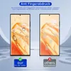 Comparison of two phone screens, one showing water droplets and the other showing fingerprints, to illustrate the anti-fingerprint feature of a screen protector. Produktbild-Vorschau