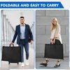A collage showing two people carrying black garment bags. Produktbild-Vorschau