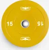 A yellow weight plate with a silver center hole. Produktbild-Vorschau