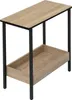 A narrow side table with two shelves, made of wood-look material and black metal legs, shown against a white background. Produktbild-Vorschau