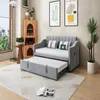 Schlafsofa ausziehbar 90x190cm mit Samtbezug in Hellgrau Produktbild-Vorschau 10