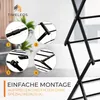 Close-up views of a black drying rack with numbered diagrams illustrating assembly steps, alongside the product's main structure. Voir les images du produit