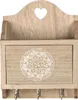 Naturfarbener Holz-Schlüsselkasten mit 3 Haken & Produktbild-Vorschau 1