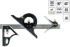 A set of combination squares and a protractor head are laid out on a white background, with informational text boxes in the upper right corner. Anteprima dell’immagine prodotto