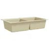 vidaXL Granitspüle Doppelbecken Beige Produktbild-Vorschau 1