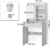 A diagram showing the dimensions of a white vanity table with LED lighting. Podgląd zdjęcia produktu