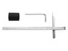 A set of tools, including a measuring ruler, an Allen wrench, and a cylindrical component, laid out on a white background. Produktbild-Vorschau