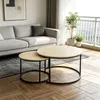 Satztisch 2er Set,Couchtisch Rund aus Holz,stapelbar Produktbild-Vorschau 2