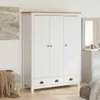 vidaXL Šatníková skriňa s 3 dverami Hill White 127x50x170 Náhľad obrázku produktu 1