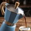 Espressokocher 3 Tassen Aluminium Blau Mokkakanne Produktbild-Vorschau 7