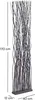 A tall, narrow room divider made of dark brown, wavy branches is shown against a white background. Dimensions are indicated by measurement lines and text. Náhled obrázku produktu