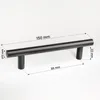 A black cabinet handle with dimension markings. Náhľad obrázku produktu
